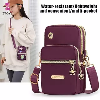 โทรศัพท์มือถือ Crossbody กระเป๋าสำหรับผู้หญิง แบบแฟชั่น ไหล่ 3 ชั้น พร้อมกระเป๋าสตางค์ และปลั๊กหูฟัง