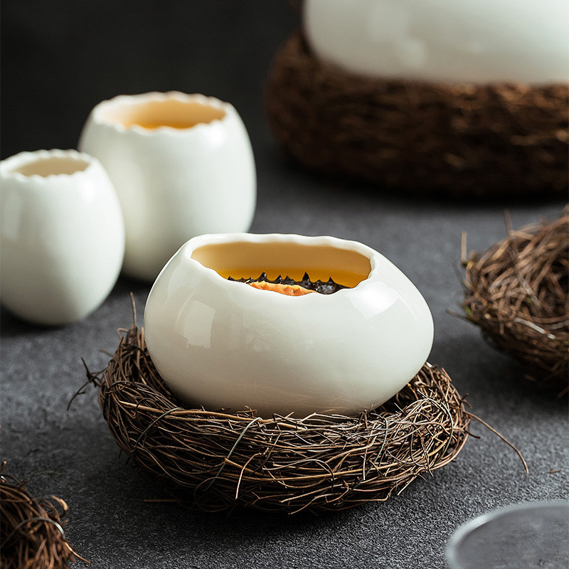 Eggshell Modeling Steamed Egg Bowl Dessert Bowl Ostrich Egg-shaped Ceramic Yogurt Bowl Special Resta
