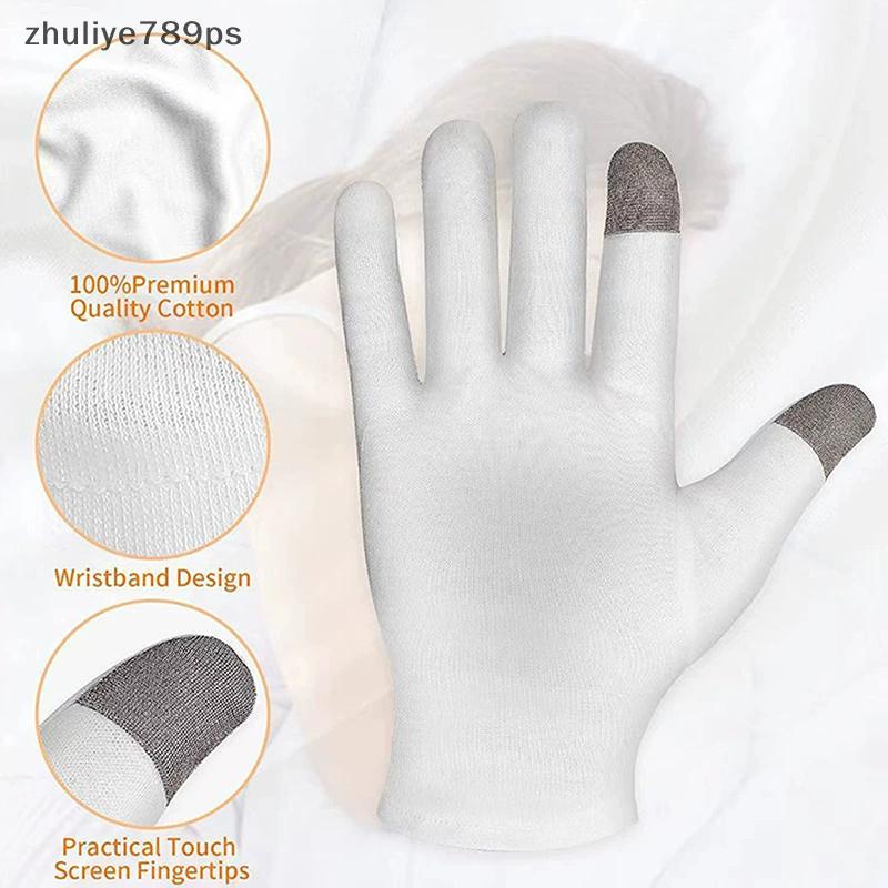 Zhuliye789ps] ถุงมือผ้าฝ้ายให้ความชุ่มชื้นนุ่มสําหรับมือที่แห้งก่อนนอนสปาทรีทเม้นต์โลชั่นลอริ่งขัดผิ