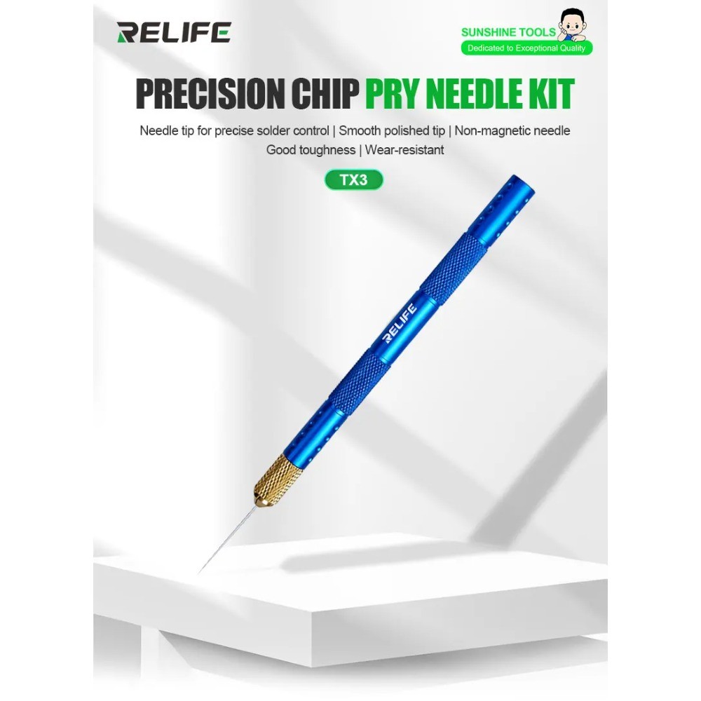 RELIFE TX3 ชิป Pry เข็มชุดความแม่นยำดีบุกควบคุมดีบุกระเบิด Non-Magnetic Alloy เข็มสำหรับ BGA IC ซ่อมเมนบอร์ด