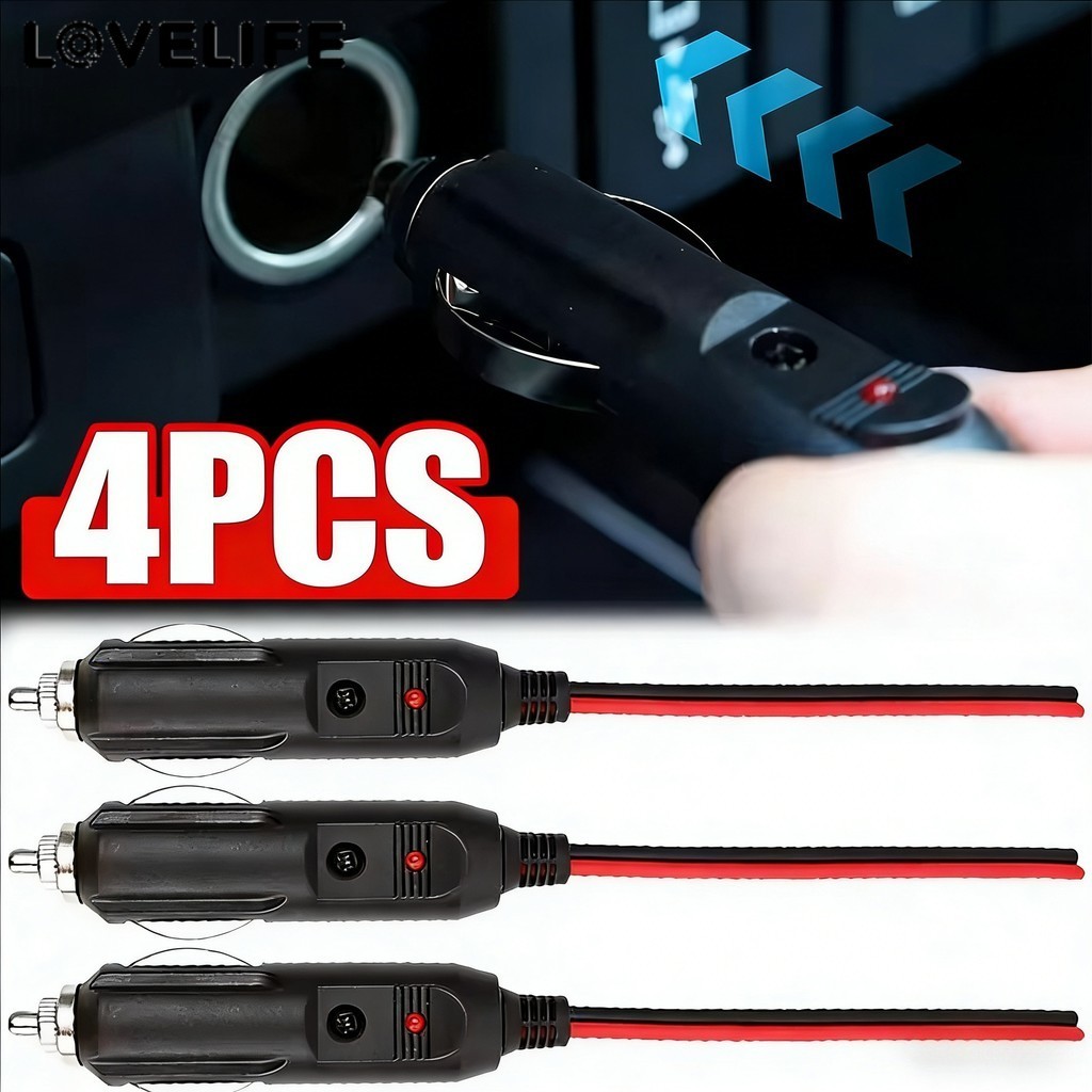 [AUTO & 3C]1/2/4PCS - อะแดปเตอร์ไฟแช็กรถยนต์ตัวบ่งชี้ LED - วัสดุ ABS ปลั๊กลวดทองแดง 12V-24V, การออกแบบด้ามยาวสําหรับซ็อกเก็ตลึกในรถบรรทุกอัตโนมัติ RV เรือ