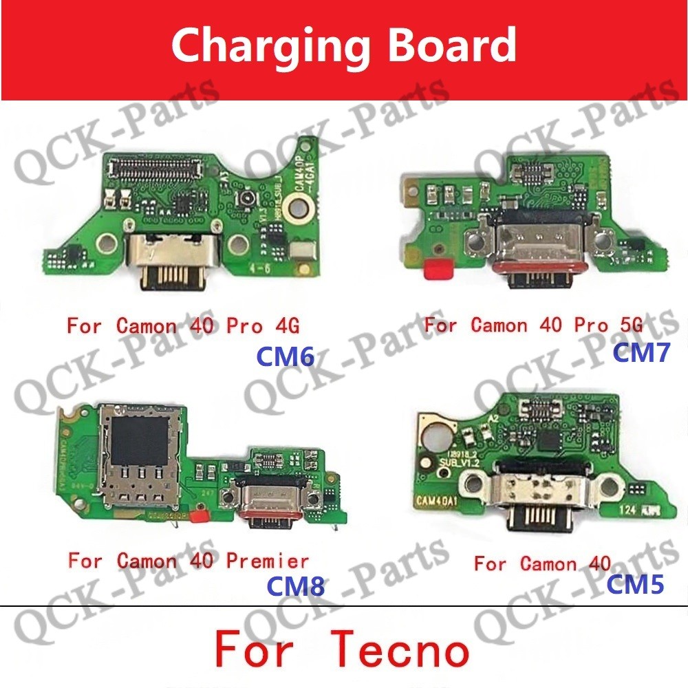 Fast Charge สําหรับ Tecno Camon 40 40 Pro 4G 5G 40 Premier CM5 CM6 CM7 CM8 USB ชาร์จพอร์ต Flex สาย