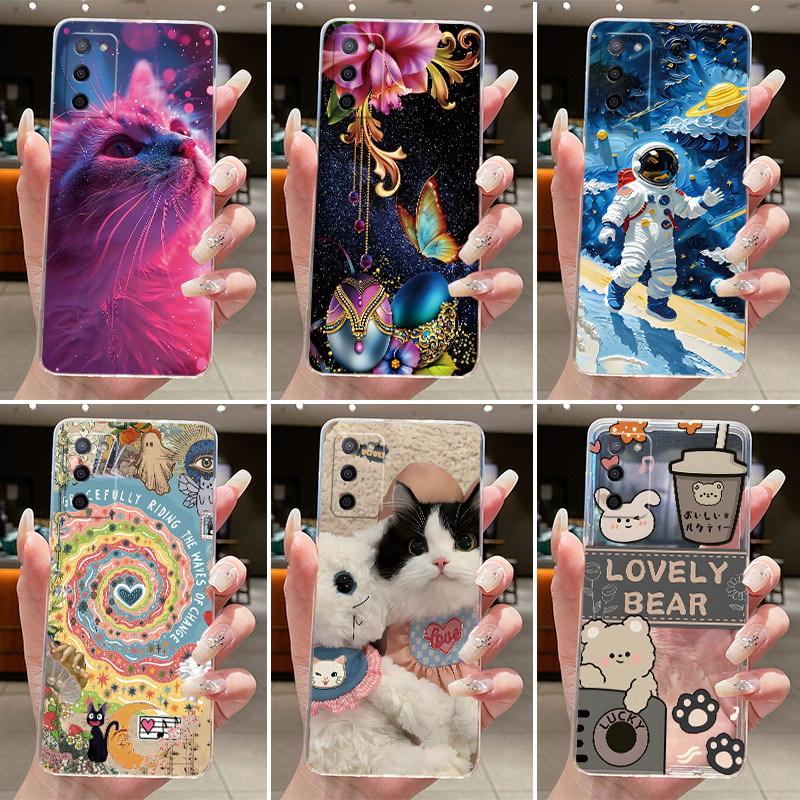 ปลอกสําหรับ OPPO A56 A55s A53s 5G เคสโทรศัพท์ CPH2309 CPH2321 PFVM10 ความงามแมวน่ารักซิลิโคนอ่อนนุ่มปกหลังกรณีโปร่งใส