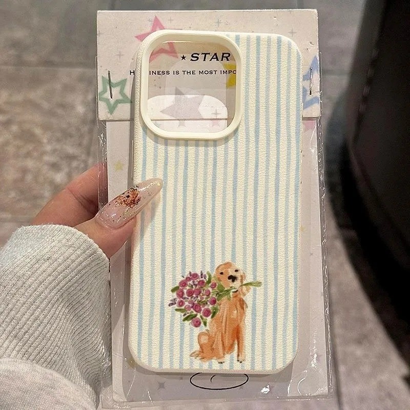 เคสโทรศัพท์สําหรับ Xiaomi 15T 14T 13T 14 13 Poco F7 F5 X6 X5 X7 M6 Pro F6 Golden Retriever พร้อมริบบิ้นสีฟ้าช่อดอกไม้ออกแบบซิลิโคนนุ่ม – โปรปัง
