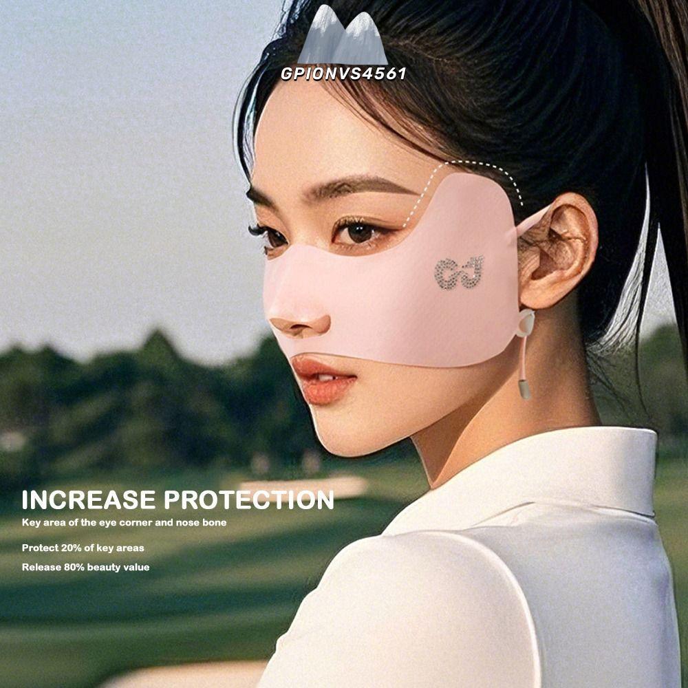 หน้ากากป้องกันแสงแดด UPF50+, ทำจากผ้าไหมน้ำแข็ง Breathable สำหรับผู้หญิง ใช้งานได้ดีในกีฬากอล์ฟฤดูร้อน