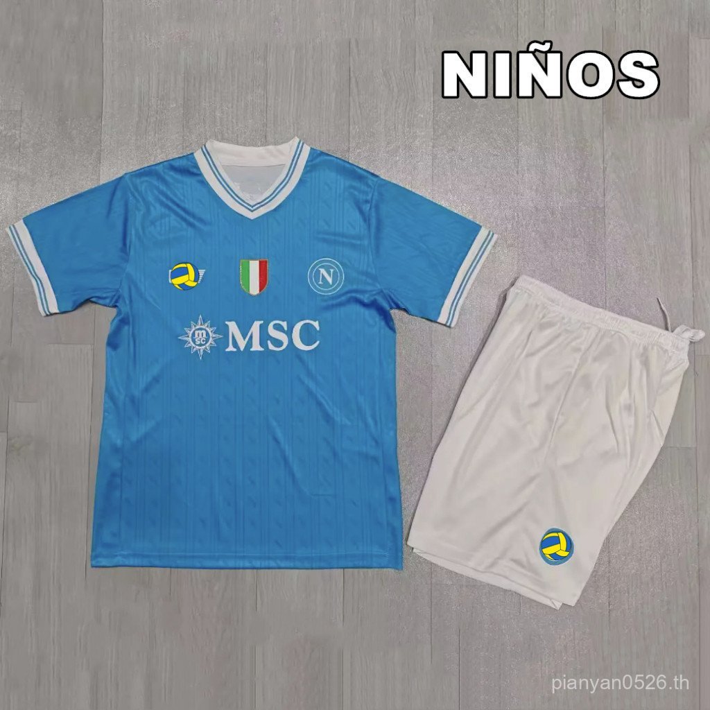 25/26 SSC Napoli Home Kids Football Jersey Set คุณภาพไทย