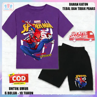 ชุดเสื้อยืดและกางเกงขาสั้นสไปเดอร์แมนสำหรับเด็ก! "สินค้าใหม่" "ดีไซน์สไปเดอร์แมนเท่ ๆ" น่าดูและกำลังฮิต ผ้าฝ้ายเนื้อนุ่