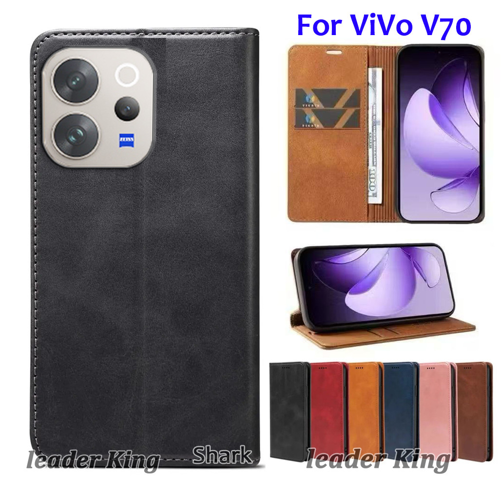 เคสฝาพับหนัง สำหรับ ViVo V70 2026 V70 Fe V70Fe ตั้งได้ ใส่บัตรได้ XUNDU