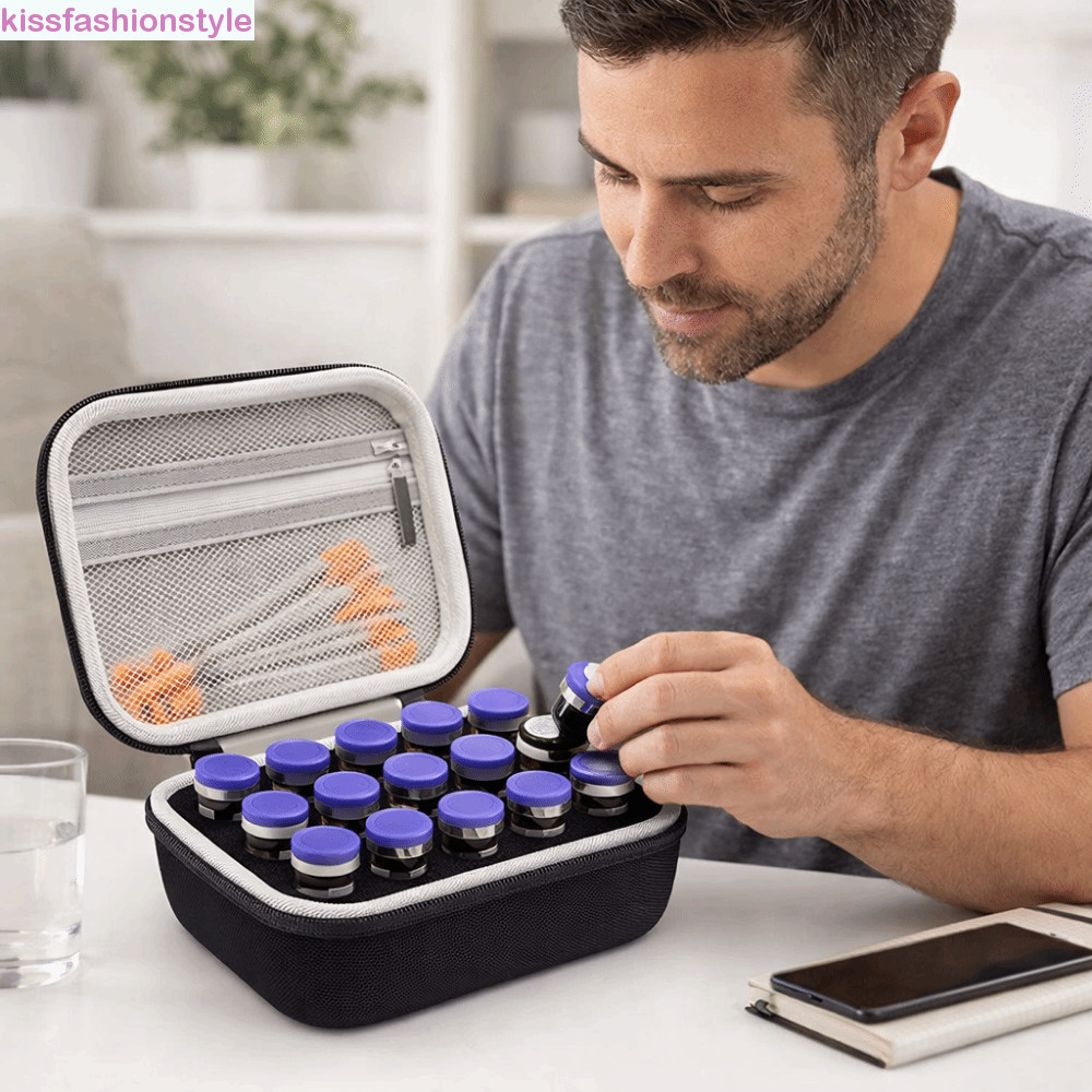 KISSFASHIONSTYLE กล่องเก็บอินซูลิน 15 ช่อง 10ML Vials Insulin Vials Case, Vials Storage ทนต่อการสึกห