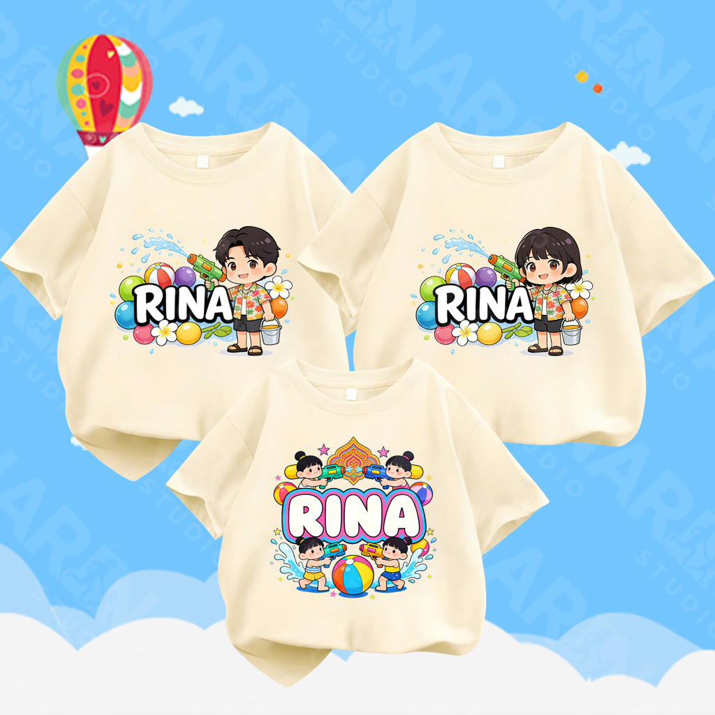 🔥พร้อมส่ง&COD🔥RINA STUDIO🔥 ชุดครอบครัวสงกรานต์ 2026 ลายฮาวาย โลโก้ RINA พิมพ์ลายสงกรานต์#2