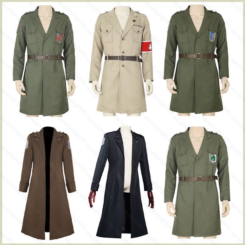 Jackет Cosplay โจมตีบนไททัน สไตล์ Levi, Eren, Hanji สำหรับฮาโลวีนและงานแฟนซี