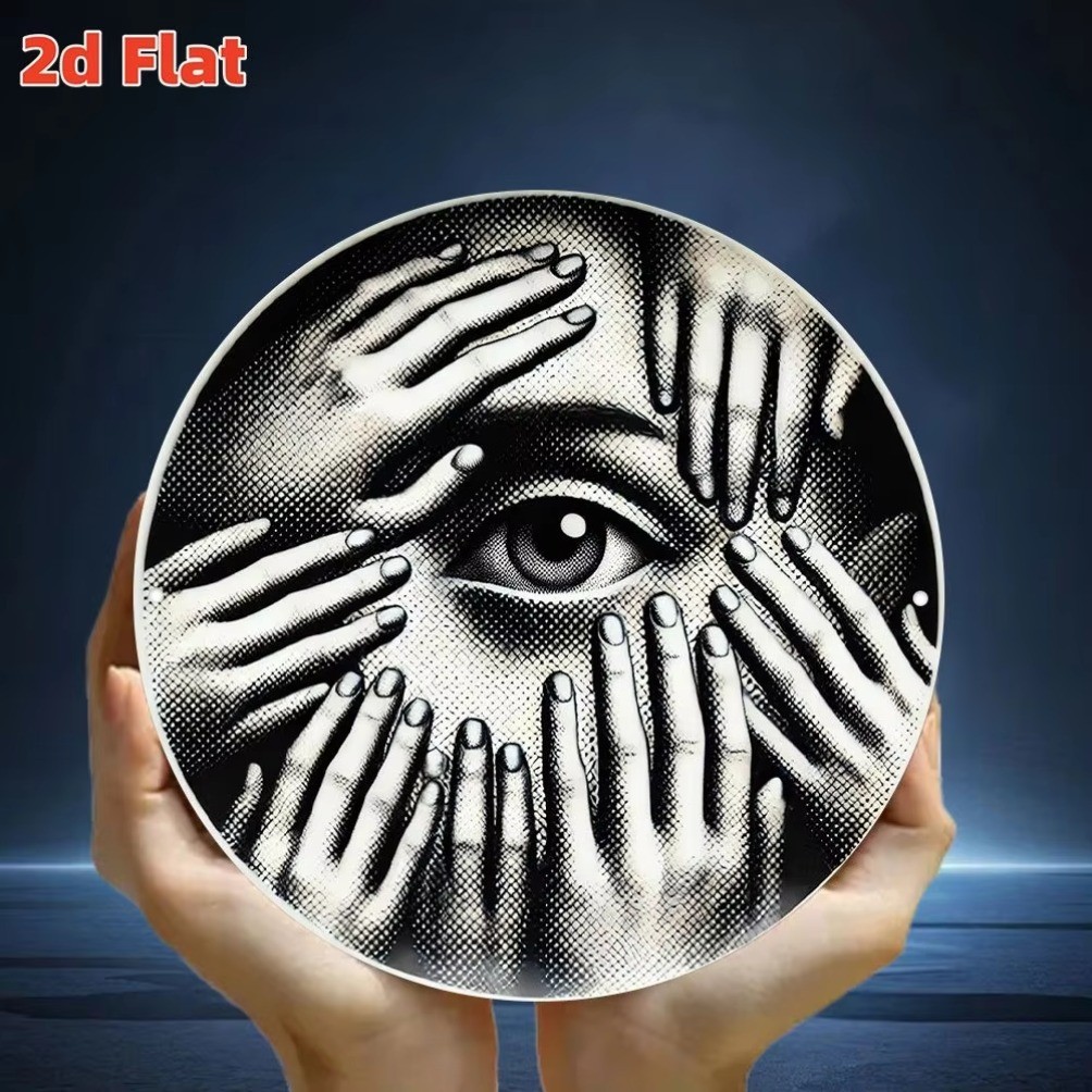 HELLOYOUNG บทคัดย่อรอบโลหะ Wall Art Hand Over Eyes Decor 7.8 นิ้วสําหรับห้องนั่งเล่น Studio Gallery