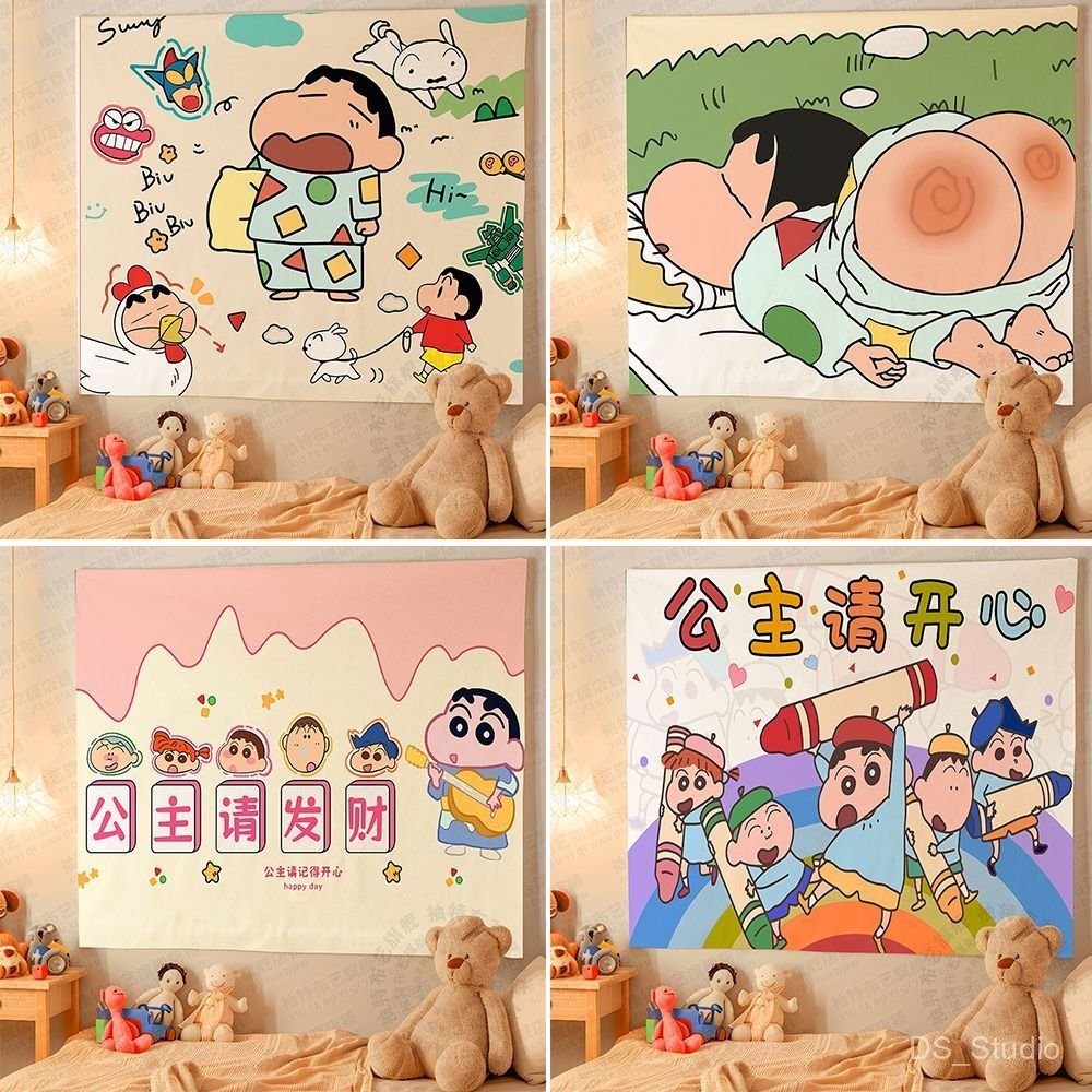 ผ้าม่านตกแต่งพื้นหลังใหม่จาก Crayon Shin-chan ผ้าม่านสำหรับตกแต่งห้อง ผ้าม่านบรรยากาศหอพัก