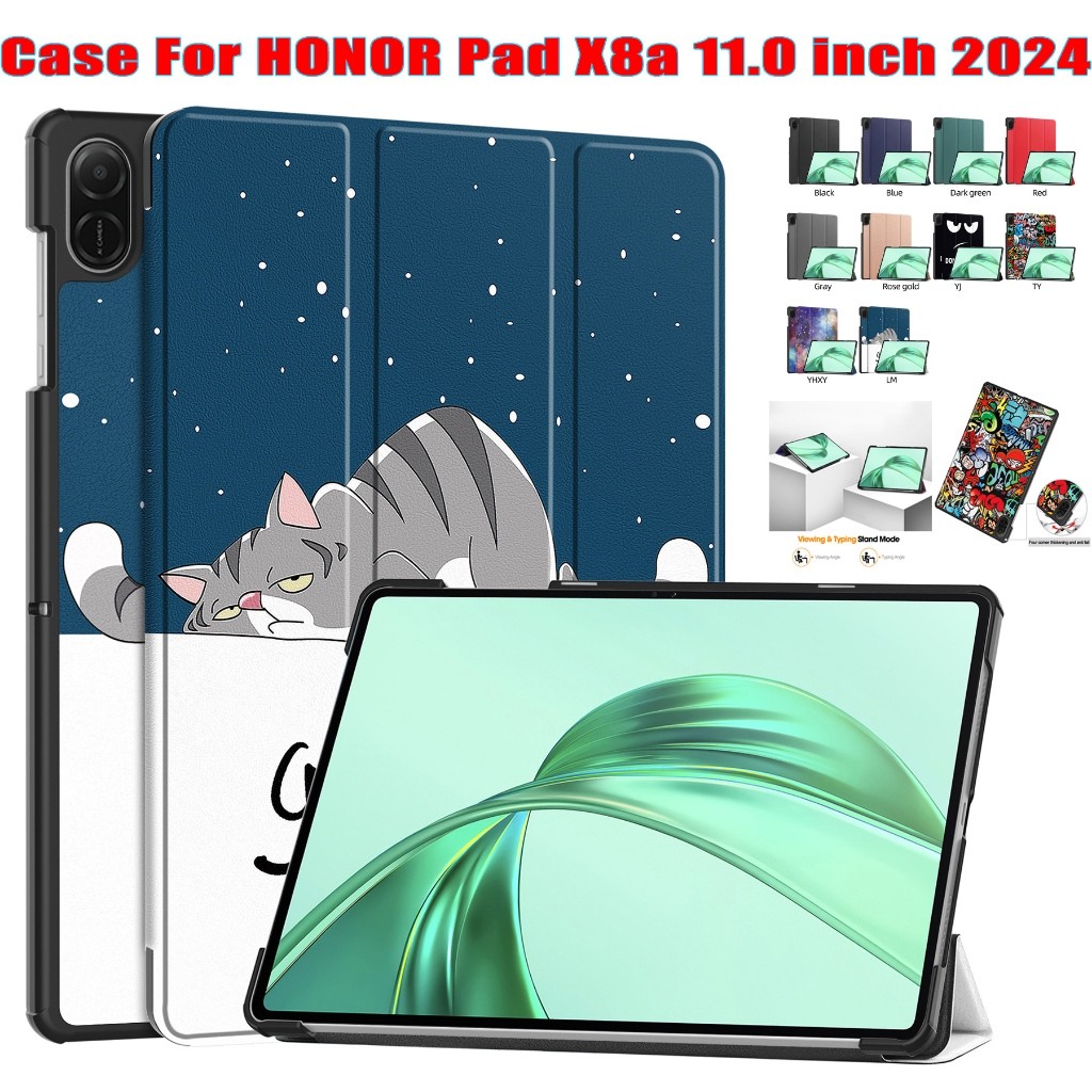 สําหรับ HONOR Pad X8a NDL-W09 2024 11.0 นิ้วแฟชั่นสามพับกรณีแท็บเล็ต HONOR Pad X8a NDL-W09 2024 11.0