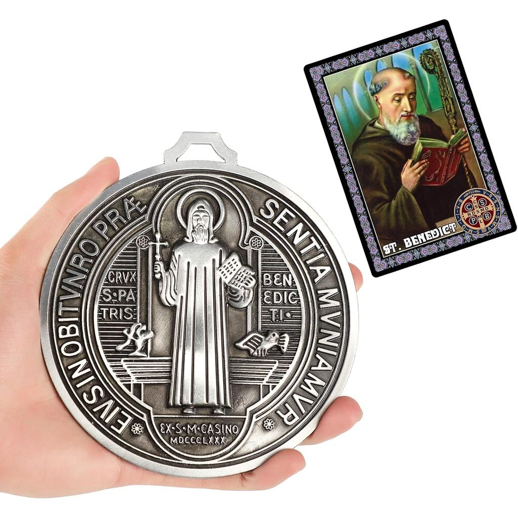 5 นิ้ว St Benedict เหรียญ Saint Benedict การ์ดสวดมนต์บ้านป้องกัน, Catholic St Benedict Crucifix สําห
