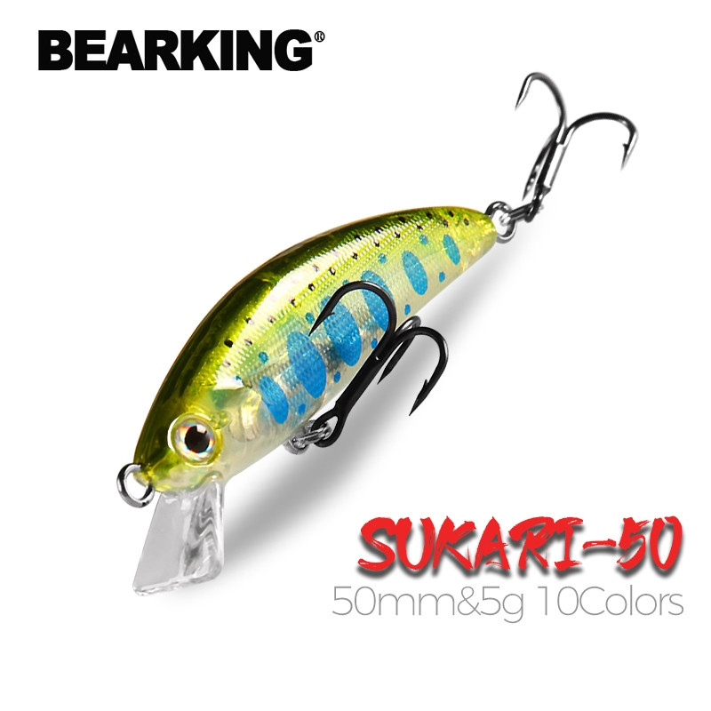BEARKING 50 มม.5g Crank เหยื่อแข็งประดิษฐ์จมเหยื่อตกปลาร้อนปลาเทราท์ Mini minnow Wobbler Fishing Tackle น้ําจืด