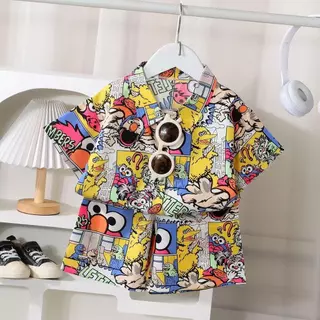 SL08 เสื้อแจ็กเก็ต แขนสั้น สไตล์ฮ่องกง ลําลอง เหมาะกับฤดูร้อน สําหรับเด็กผู้ชาย【LittleLion】