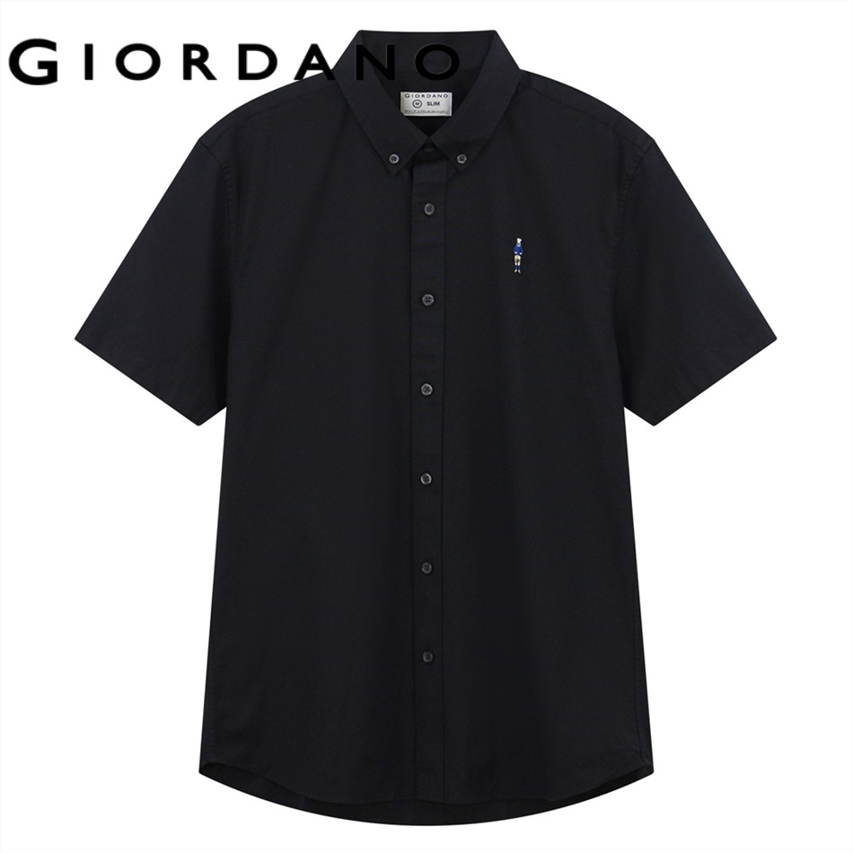 GIORDANO  เสื้อเชิ้ตผู้ชาย Men's Slim Oxford Short Sleeve Shirt  01046253