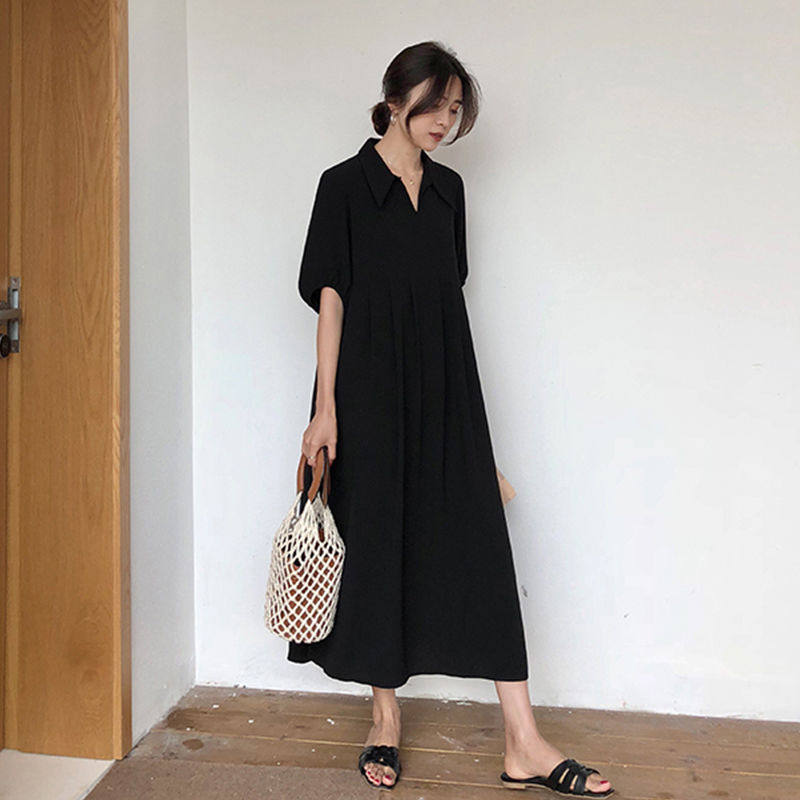 ชุดเดรส ชุดเซ็ทสาวอวบ Polo 1-150kg Fat mm Slimmer Look a-Line Dress