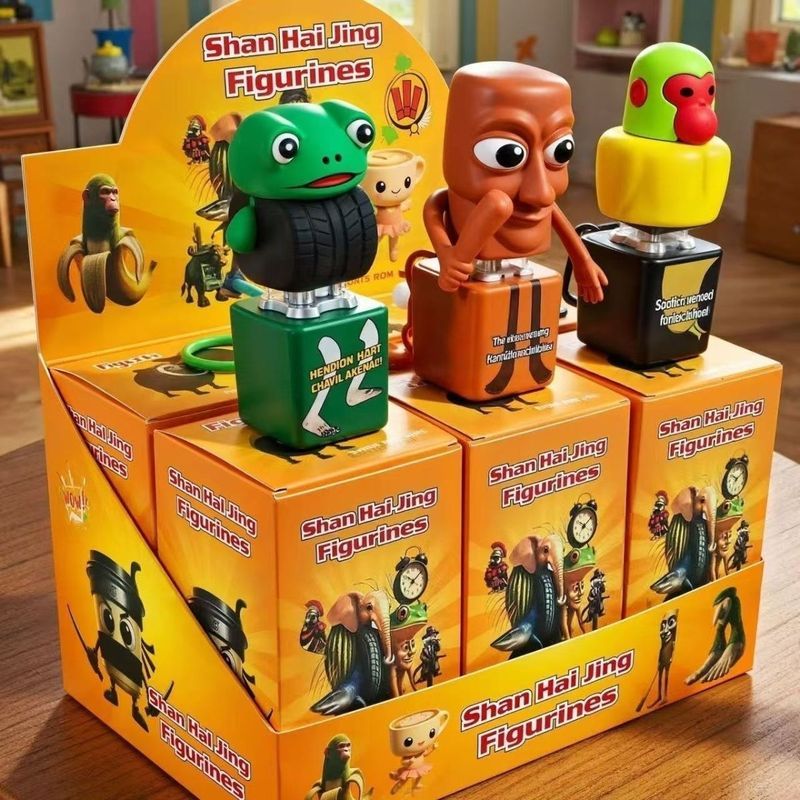新款AI 外国海经发 ประทับ盒玩具 男女孩木神人 法式手办3.21ใหม่ AI ต่างประเทศ "ซานไห่จิง" ปุ่มเสียงกล่องตาบอดของเล่นเด็กชาย