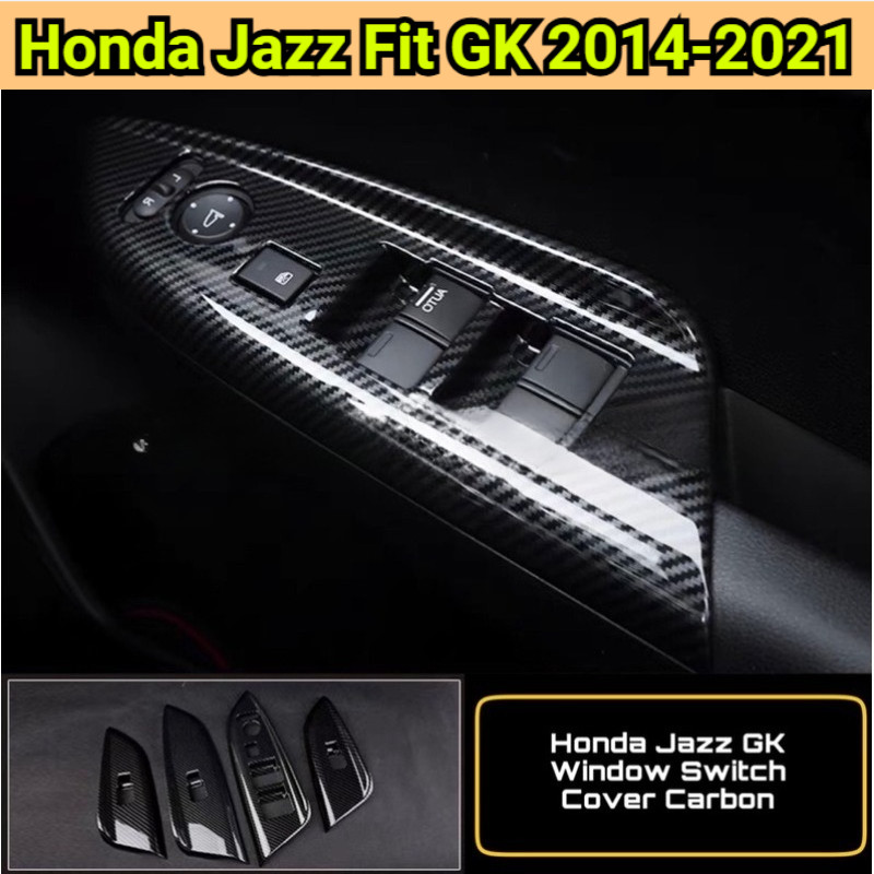 Honda Jazz Fit GK 2014-2021 ฝาครอบสวิตช์หน้าต่างพลังงานคาร์บอนไฟเบอร์อุปกรณ์ตกแต่งภายใน