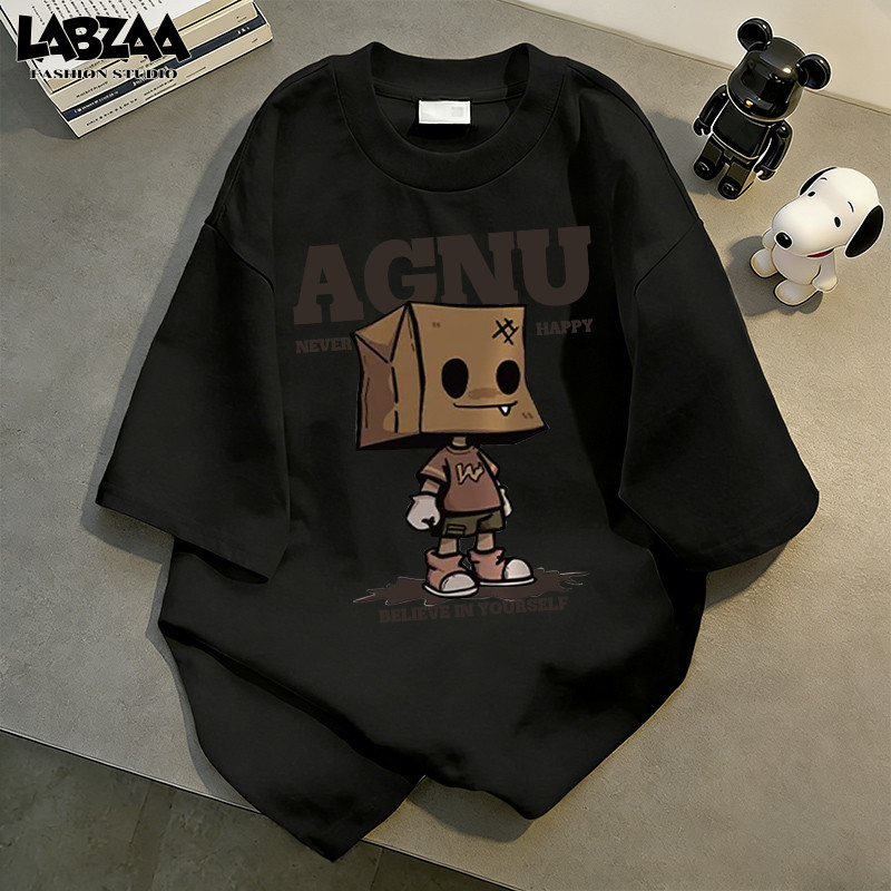 【จัดส่งจากกรุงเทพฯ】LABZAA ยอดนิยมสไตล์อเมริกัน เสื้อยืดทรงหลวม ลวดลายแฟชั่น สะดวกสบาย ผ้าหนายับยากรีดง่าย ผ้าฝ้าย YG1138