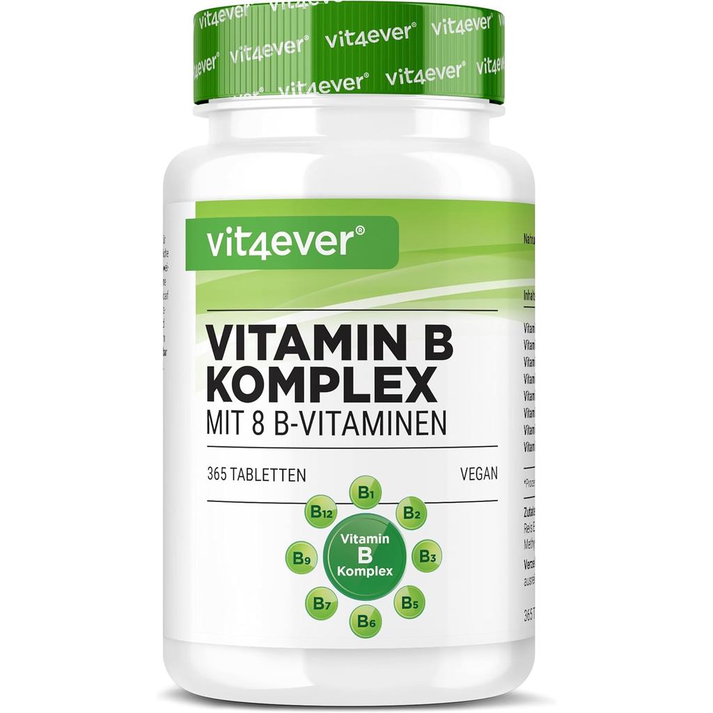 Vit4ever Vitamin B Komplex - 365 Tabletten - 12 Monatsvorrat - Alle 8 B-Vitamine in 1 Tablette - Vit