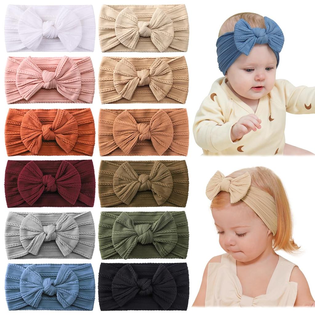 Jollybows 12pcs ที่คาดผมสำหรับเด็กทารก โบว์นิวยอร์ค ยางยืด
