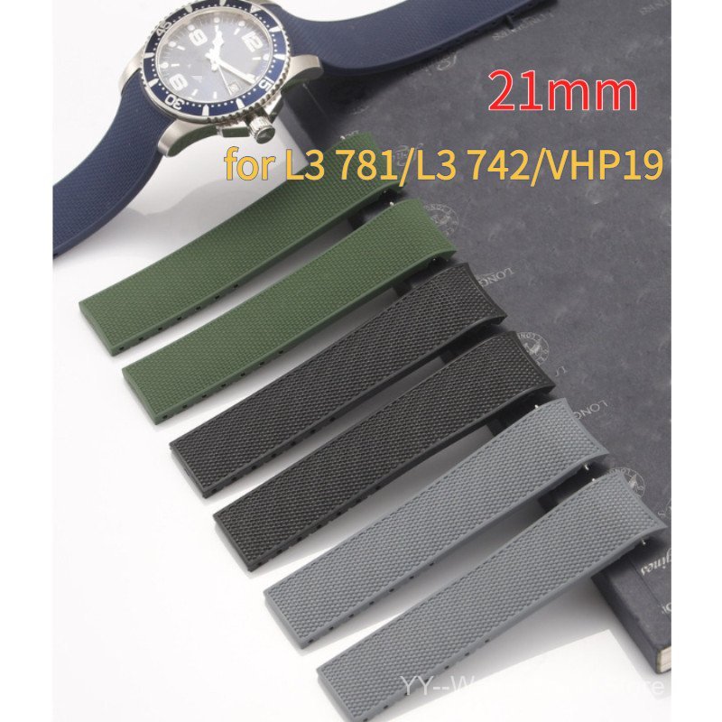 สายยางซิลิโคนโค้งขนาด 21 มม. สไตล์ดําน้ํากันน้ํา Fit สําหรับ Longin Conquest L3.781 L3.742 L3.781 สา