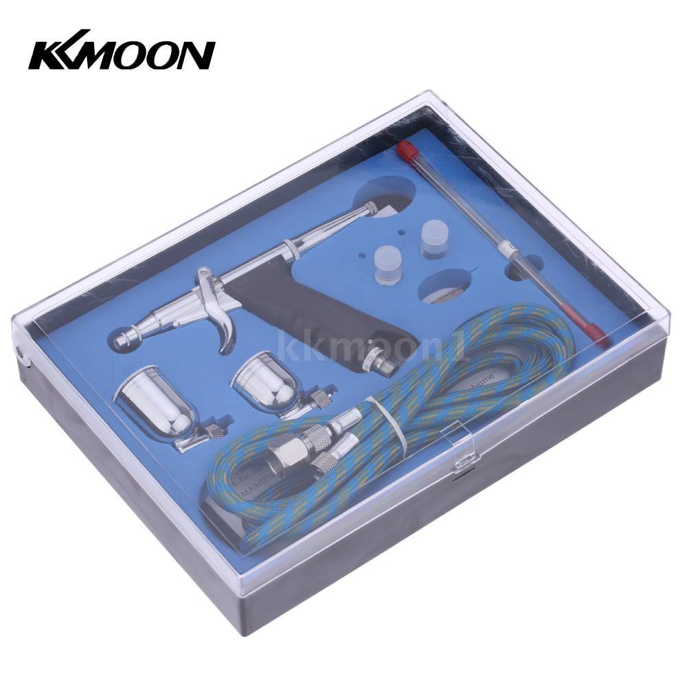 KKmoon Professional Double Action Pistol Trigger Airbrush Set with Hose 3 Tips 2 Cups for Art Painti