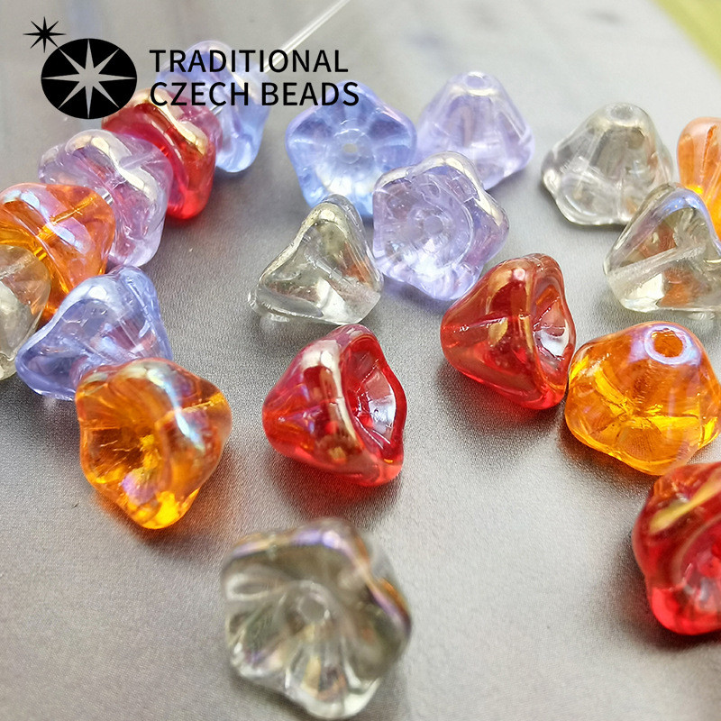 ลูกปัด Baoshi Osa 6x8 มม. สไตล์ Lotus ควันทึมสำหรับสร้อยข้อมือและสร้อยคอมือ มือทำ