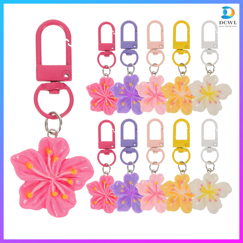 20 ชิ้นพวงกุญแจดอกไม้ตกแต่ง Cherry Blossom น่ารัก 6.60X3.00X0.70 ซม. chengdawl