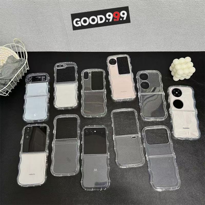 🌷GOOD🌷ร้อมส่งจากไทย !  เคสฟลิปใสแข็งแบบไม่มีมุมขอบ กันกระแทกดีเยี่ยม for Samsung Galaxy Flip6 Flip5 Flip4  Flip3#083