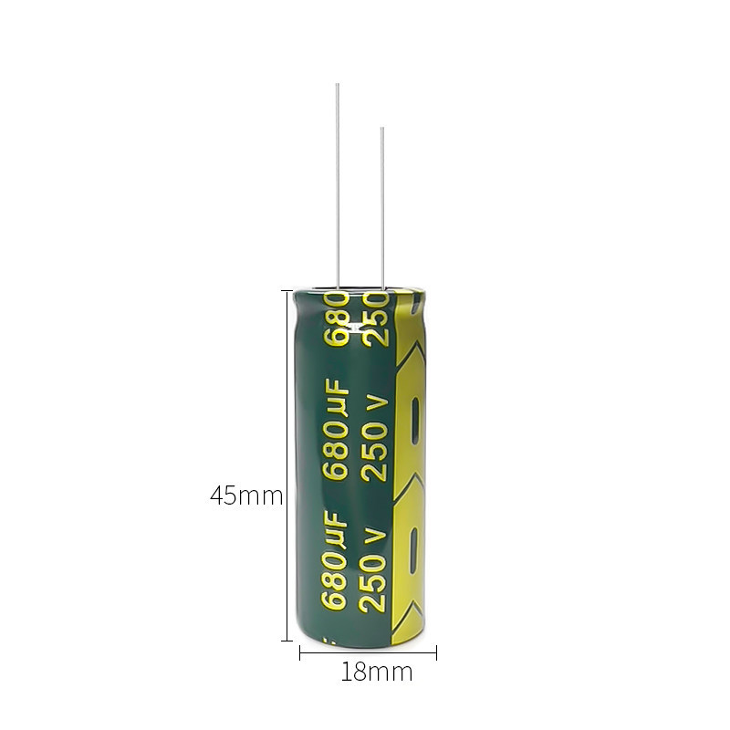 250V680UF ความถี่สูงความต้านทานต่ํา Long Life Electrolytic Capacitor 680UF 250V ขนาด 18X45MM