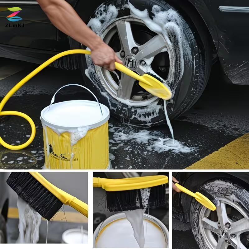 ZLinKJ แปรงล้างรถมัลติฟังก์ชั่นน้ําหนักเบาแบบพกพา Fast Clean Bristle Head สําหรับ Routine Vehicle Ca