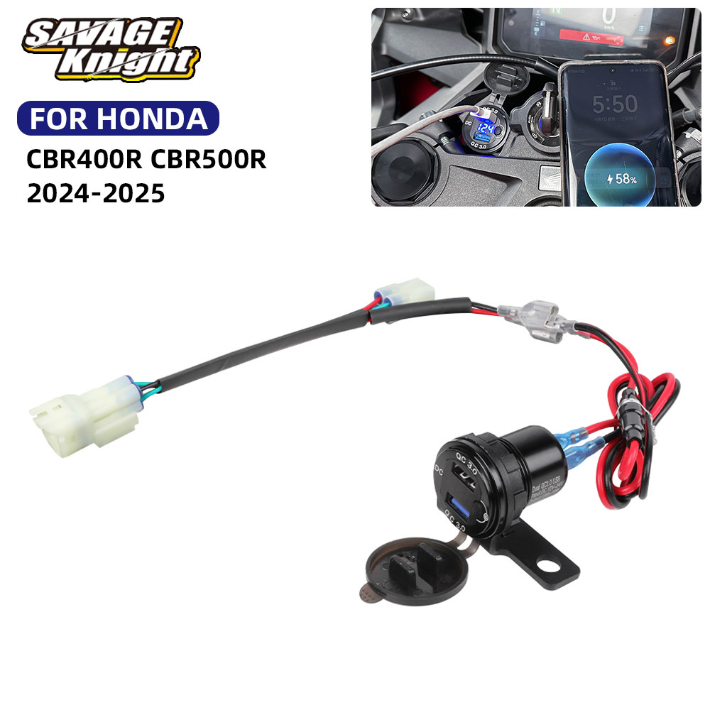 SC 2025 2024 CBR500R USB Charger 3.0 QC Outlet Power Connector for Honda CBR400R CBR 500R 400R Auxil