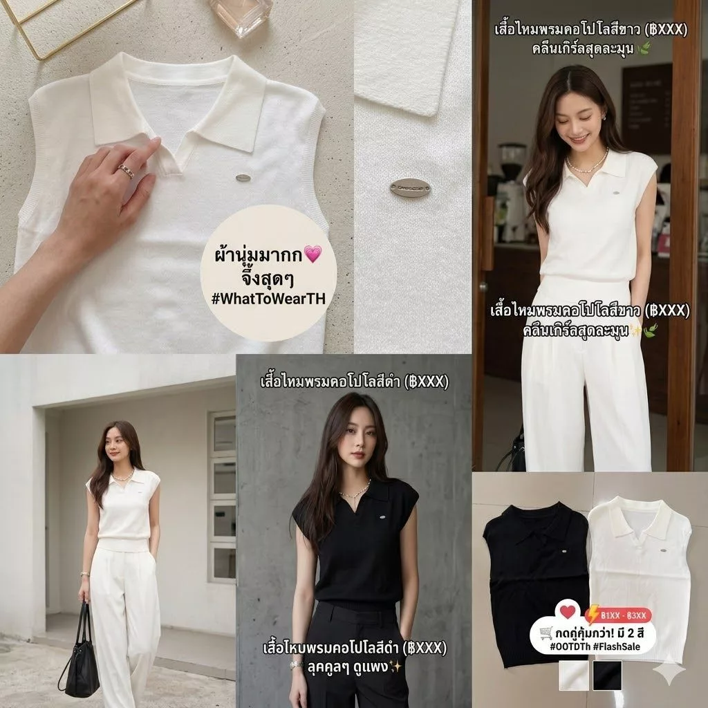 GAKKI รุ่น 3305# ไอเทมที่ต้องมี! เสื้อไหมพรมคอวี ทรงเบสิกที่ใส่แล้วจึ้งมาก 💖 สไตล์ Clean Girl