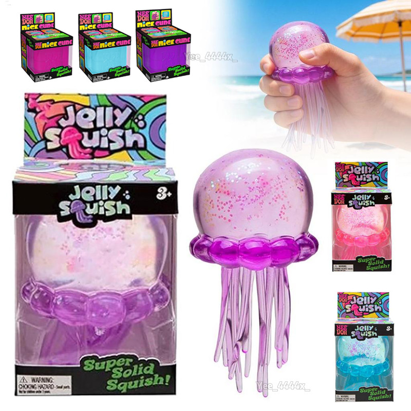 Needoh Jellyfish Jelly Squish ความเครียดของเล่น Fidget Sensory Squeeze ของเล่นลูกบอลความเครียดแบบนุ่มสําหรับเด็กผู้ใหญ่ chunnimth