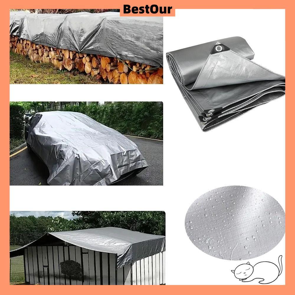 BESTOUR ผ้าใบกันน้ํา PE, กันสาดกลางแจ้ง 2mX3m ผ้ากันฝน, Camping เต็นท์เสื่อเฟอร์นิเจอร์ฝาครอบเรือรถร