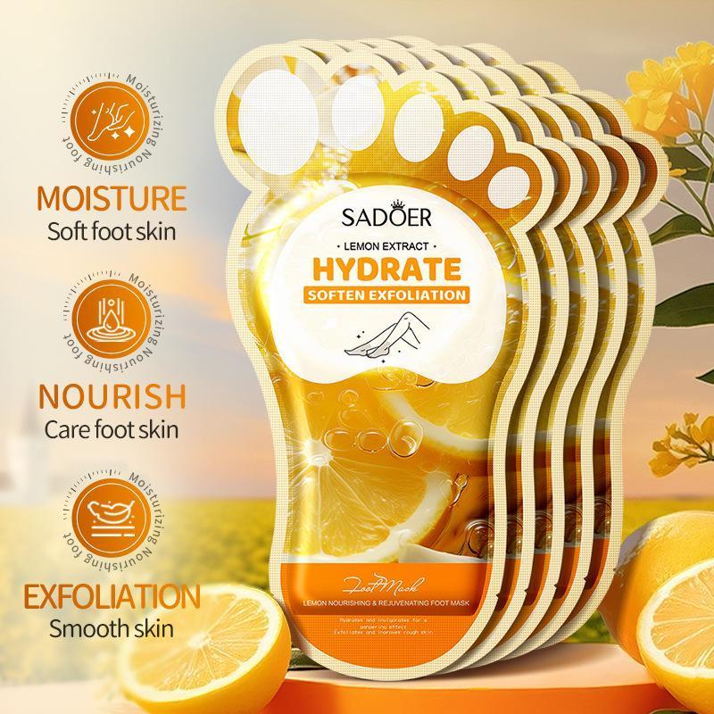 AmongSpring>SADOER Lemon Foot Mask Moisturizing Whitening Foot Peeling Mask Anti-aging Exfoliating F
