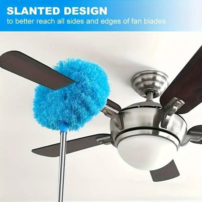 Extendable Microfiber Ceiling Fan Duster - Long Handle, Dust-Locking, Reusable & Machine Washable, E