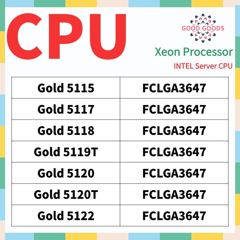 Xeon Gold 5115 5117 5118 5119T 5120 5120T 5122 INTEL Xeon โปรเซสเซอร์เซิร์ฟเวอร์ CPU FCLGA3647