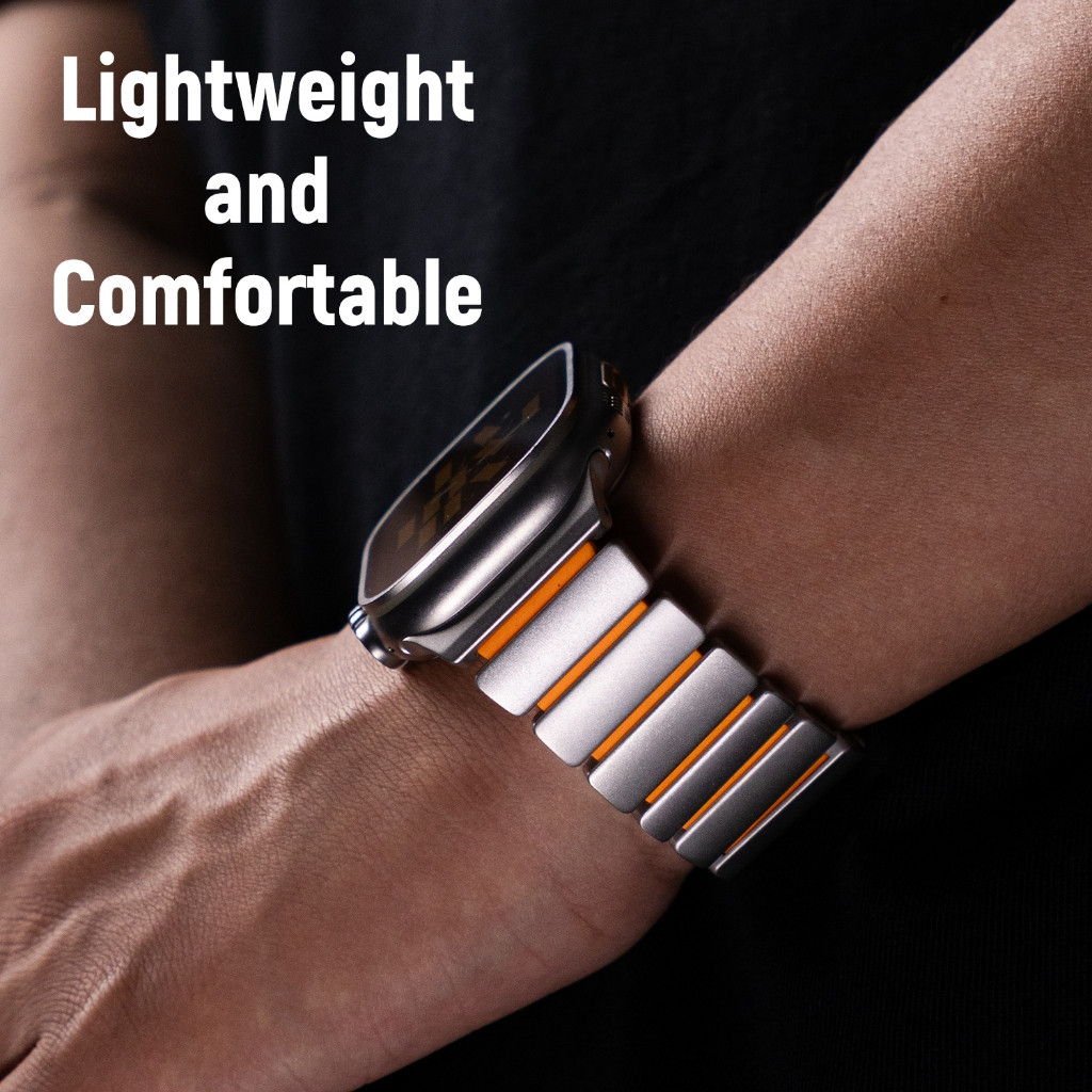 Bamboo Knot Norman Buckle Two tone Titanium Alloy Strap for iwatch Series Ultra/11/10/9,เหมาะสําหรับ Samsung watch8/watch7 Ultra 47mm