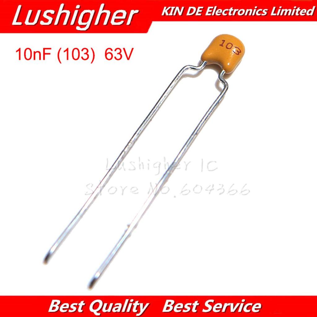 100PCS 10NF MLCC 0.01uF 10% 5.08 มม.103 63V MLCC Multilayer เสาหินเซรามิค Capacitor 0805