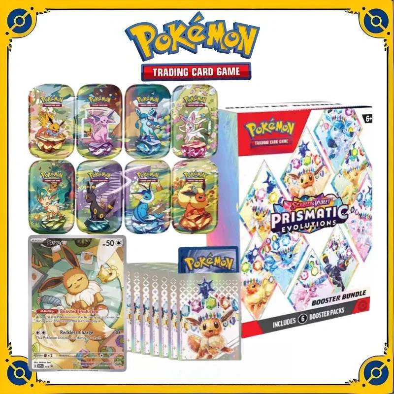 ต้นฉบับของแท้ Pokemon Trading PTCG การ์ดภาษาอังกฤษ SV8.5 อาหารเสริมแพ็ค Prismatic Evolutions กล่องเด