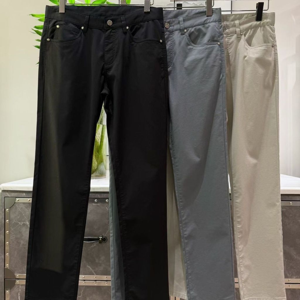 LAXJ Zegna Spring and summer new men's black jeans, slim straight stretch thin pants, casual and ver