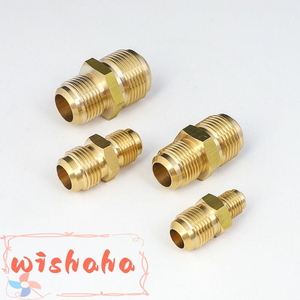 WISHAHA ขั้วต่อข้อต่อท่อทองเหลือง, ขั้วต่อเปลวไฟชายตรง, 5/16" 5/8" 3/4" 1/4" 3/8"1/2" สหภาพแรงงานทองเหลืองหลอด Coupler