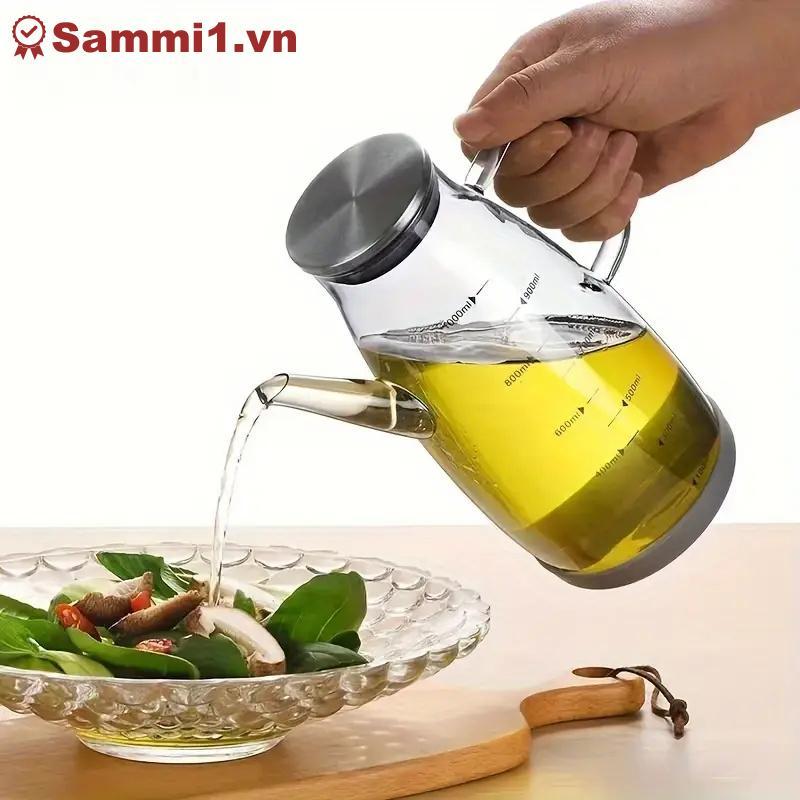 ZK 600/800/1000ml ขวดจ่ายน้ํามันหยดฟรี Spout ห้องครัวหม้อน้ํามันแก้วขนาดใหญ่ความจุ Leak-Proof เครื่อ