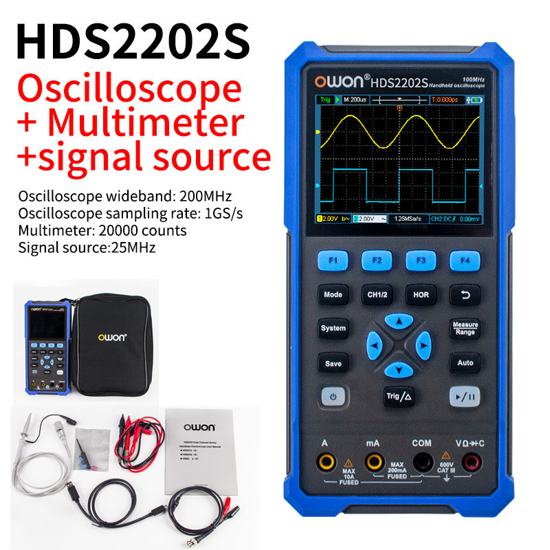 OWON HDS242S ออสซิลโลสโคปพกพา 2-in-1 มัลติมิเตอร์ดิจิตอล สำหรับซ่อมรถยนต์และอิเล็กทรอนิกส์