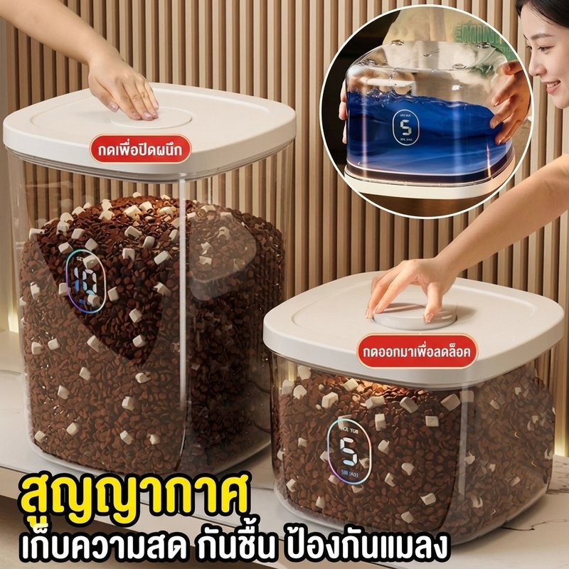 ถังอาหารสุนัข ถังเก็บข้าวสาร โพรพิลีน ป้องกันแมลง กันความชื้น เก็บรักษาความสด ความจุขนาดใหญ่